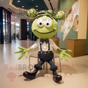 Olive Spider mascot costume character dressed with a Playsuit and Bow ties
