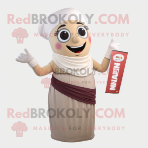 nan Moussaka mascot costume character dressed with a Pencil Skirt and Wraps