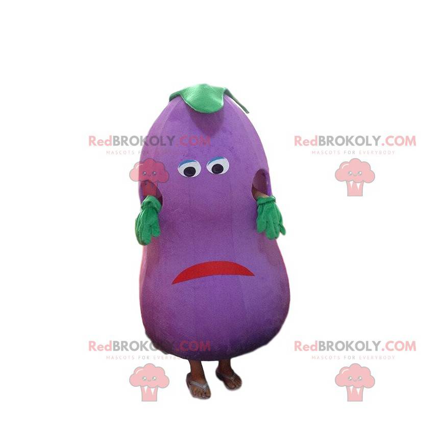 Mascotte d'aubergine géante, costume de légume violet -