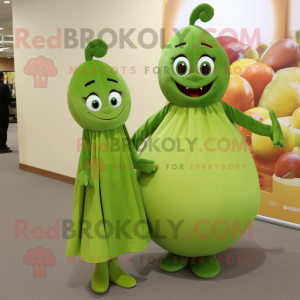 Olive Candy mascot costume character dressed with a A-Line Dress and Cummerbunds