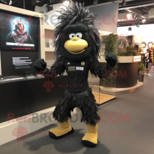 Black Marine Recon mascot costume character dressed with a Running Shorts and Hair clips