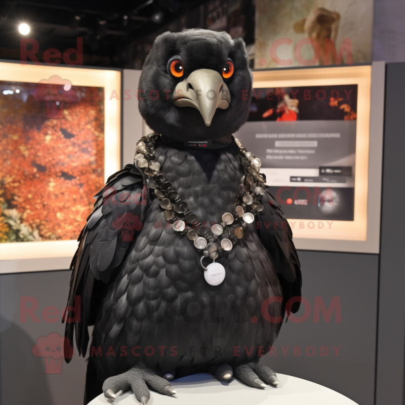 Black Quail mascot costume character dressed with a Parka and Necklaces