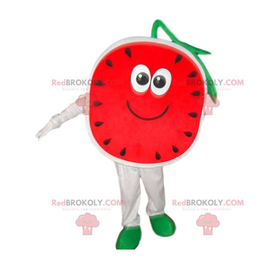 Reusachtige watermeloen mascotte, kostuum exotisch fruit -