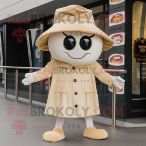 Beige Ray mascot costume character dressed with a Playsuit and Beanies