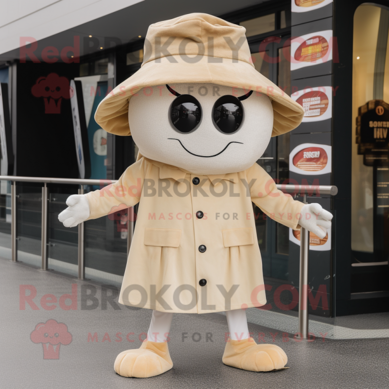 Beige Ray mascot costume character dressed with a Playsuit and Beanies