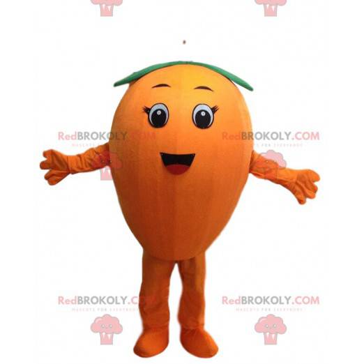 Giant orange mascot, round fruit costume, citrus -