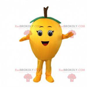 Mascotte de citron géant, costume de poire, fruit jaune -