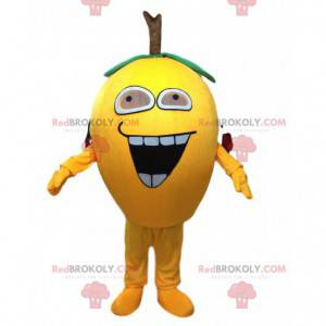 Mascote gigante de limão, fantasia de pêra, fruta amarela -
