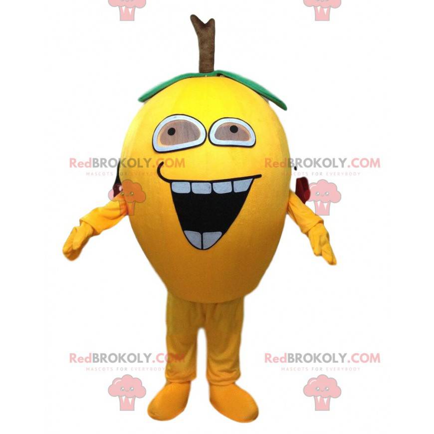Mascotte de citron géant, costume de poire, fruit jaune -