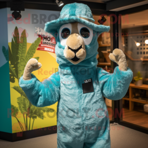 Teal Llama mascotte kostuum...