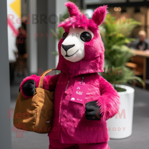 Magenta lama maskot kostume...