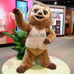 Tan Sloth maskot kostume...