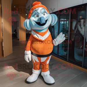 Silver Clown Fish mascot costume character dressed with a Culottes and Cummerbunds