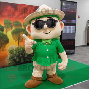 Tan Leprechaun mascot costume character dressed with a Leggings and Sunglasses