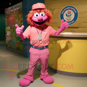 Personagem de mascote rosa...