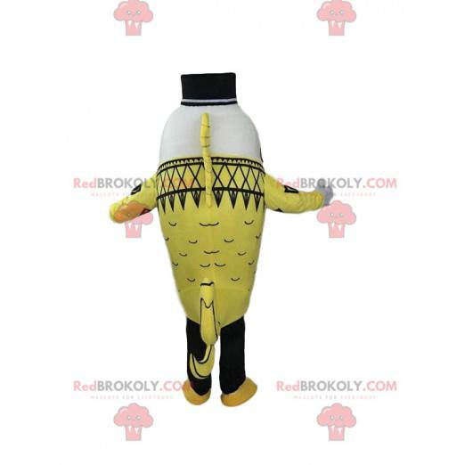 Mascot pescado amarillo y blanco, traje de mar - Redbrokoly.com