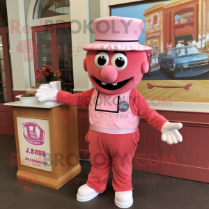 Personagem de mascote rosa...