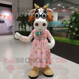 Peach Holstein Cow mascotte...