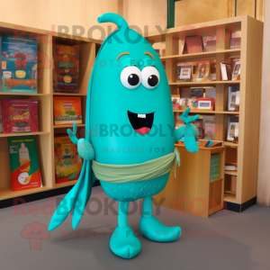 Turquoise peper mascotte...