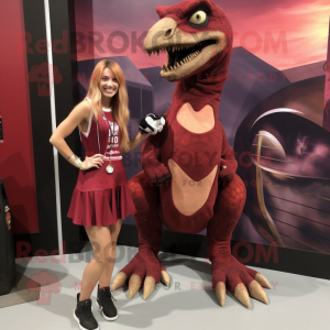 Maroon Utahraptor maskot...