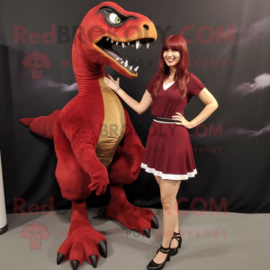 Maroon Utahraptor maskot...