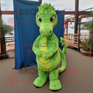 Lime Green Sea Horse mascot costume character dressed with a Mini Dress and Ties