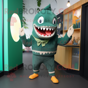 Grøn Megalodon maskot...