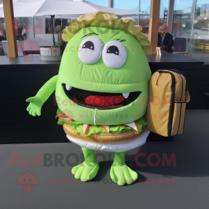 Lime Green Hamburger maskot...