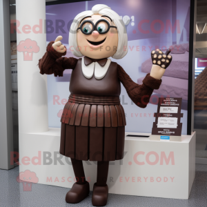 nan Chocolate Bars mascot costume character dressed with a Pencil Skirt and Watches