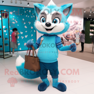 Sky Blue Raccoon maskot...