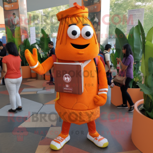 Orange Biryani mascot costume character dressed with a Graphic Tee and Wallets