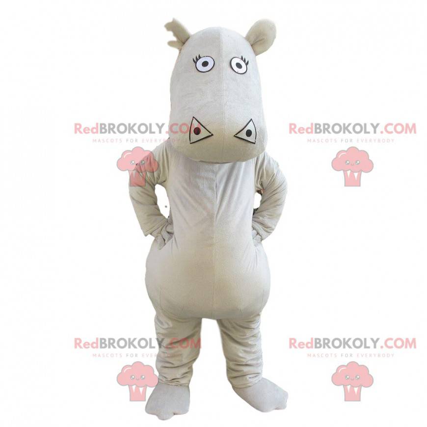 Szary hipopotam maskotka, gigant i zabawny kostium hipopotama -