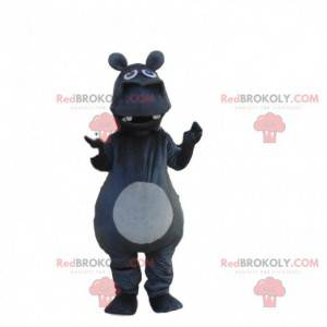 Giant dark gray hippopotamus mascot, rhino costume -