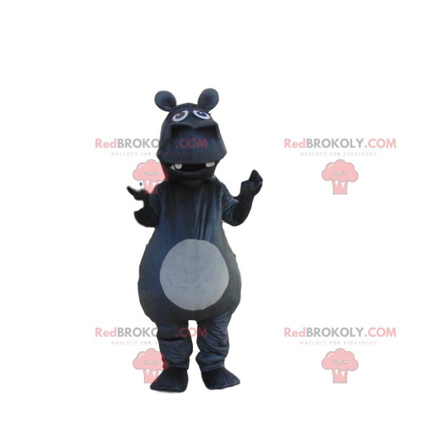 Giant dark gray hippopotamus mascot, rhino costume -