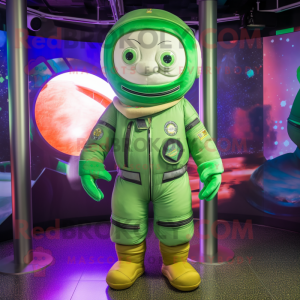 Grön astronaut maskotdräkt...