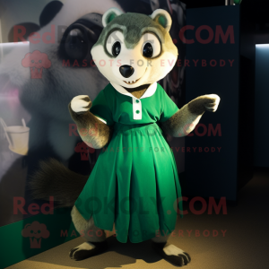 Green Badger mascot costume character dressed with a A-Line Skirt and Anklets