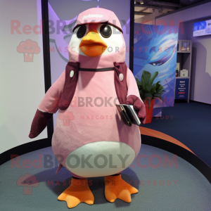 Rosa Penguin maskot kostym...