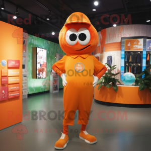 Orange Pendant mascot costume character dressed with a Playsuit and Scarf clips