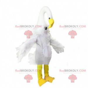 Mascotte de cygne blanc géant, costume de grand oiseau -