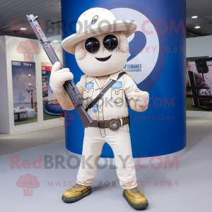 Cream Sniper mascot costume character dressed with a Bootcut Jeans and Necklaces