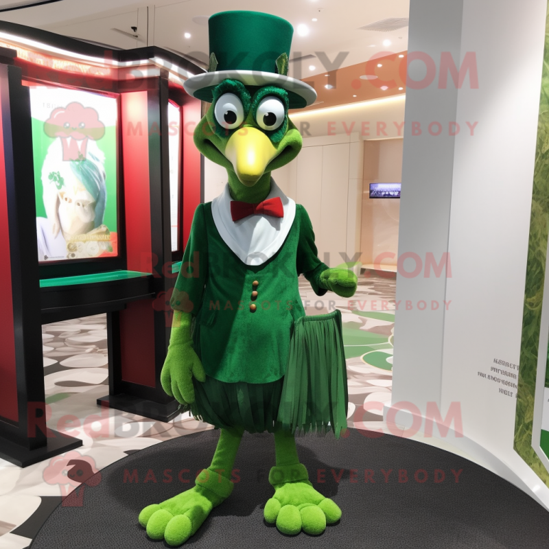Green Turkey mascot costume character dressed with a Midi Dress and Pocket squares Green Turkey mascot costume character dressed with a Midi Dress and Pocket squares