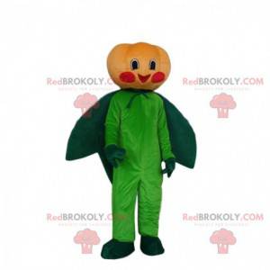 Pomarańczowa i zielona maskotka dyni, kostium dyni -