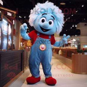 nan Meatballs mascot costume character dressed with a Boyfriend Jeans and Suspenders