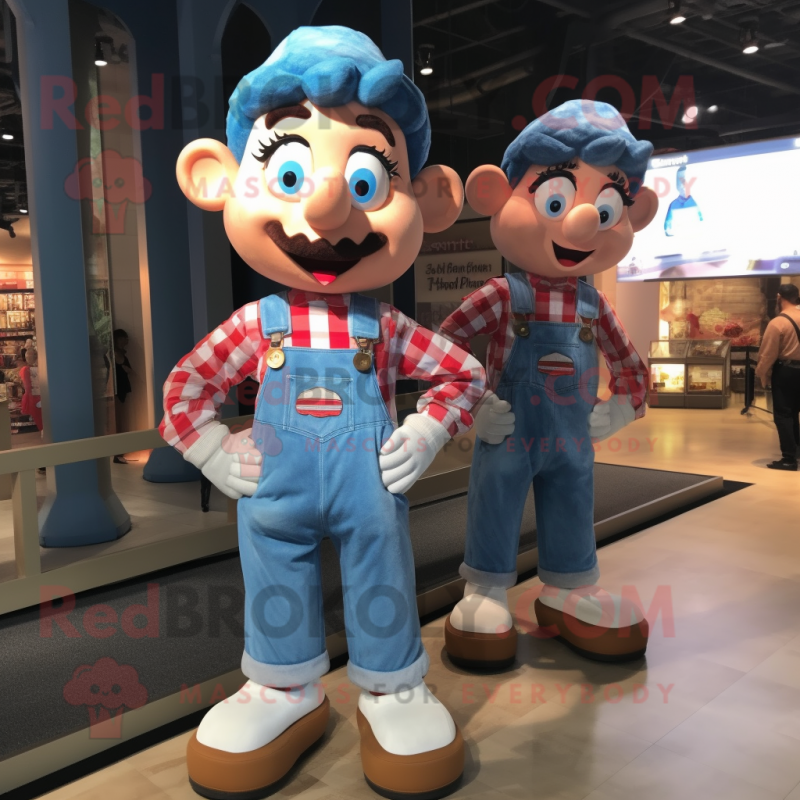 nan Meatballs mascot costume character dressed with a Boyfriend Jeans and Suspenders nan Meatballs mascot costume character dressed with a Boyfriend Jeans and Suspenders