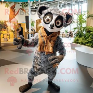 nan Lemur mascot costume character dressed with a Jumpsuit and Shawls