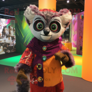 nan Lemur mascot costume character dressed with a Jumpsuit and Shawls