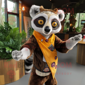 nan Lemur mascot costume character dressed with a Jumpsuit and Shawls
