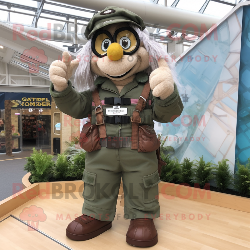 nan Para Commando mascot costume character dressed with a Dungarees and Gloves