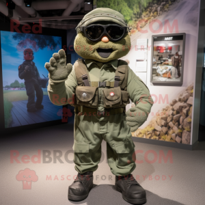 nan Para Commando mascot costume character dressed with a Dungarees and Gloves