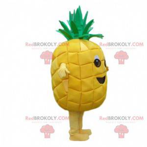 Obří žlutý ananasový maskot, ananasový kostým, exotické ovoce -